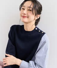 PZFEE10270 GEORGES RECH(ジョルジュ・レッシュ) ストライプコンビアシンメトリーニット ネイビー