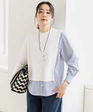 PZFEE10270 GEORGES RECH(ジョルジュ・レッシュ) ストライプコンビアシンメトリーニット ネイビー