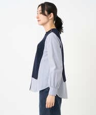 PZFEE10270 GEORGES RECH(ジョルジュ・レッシュ) ストライプコンビアシンメトリーニット ネイビー