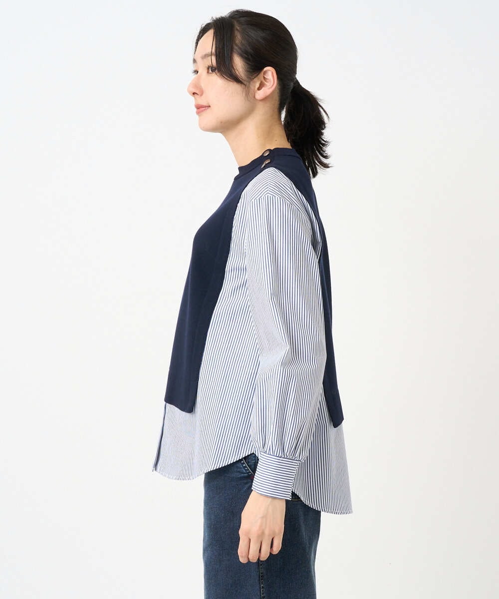 PZFEE10270 GEORGES RECH(ジョルジュ・レッシュ) ストライプコンビアシンメトリーニット ネイビー