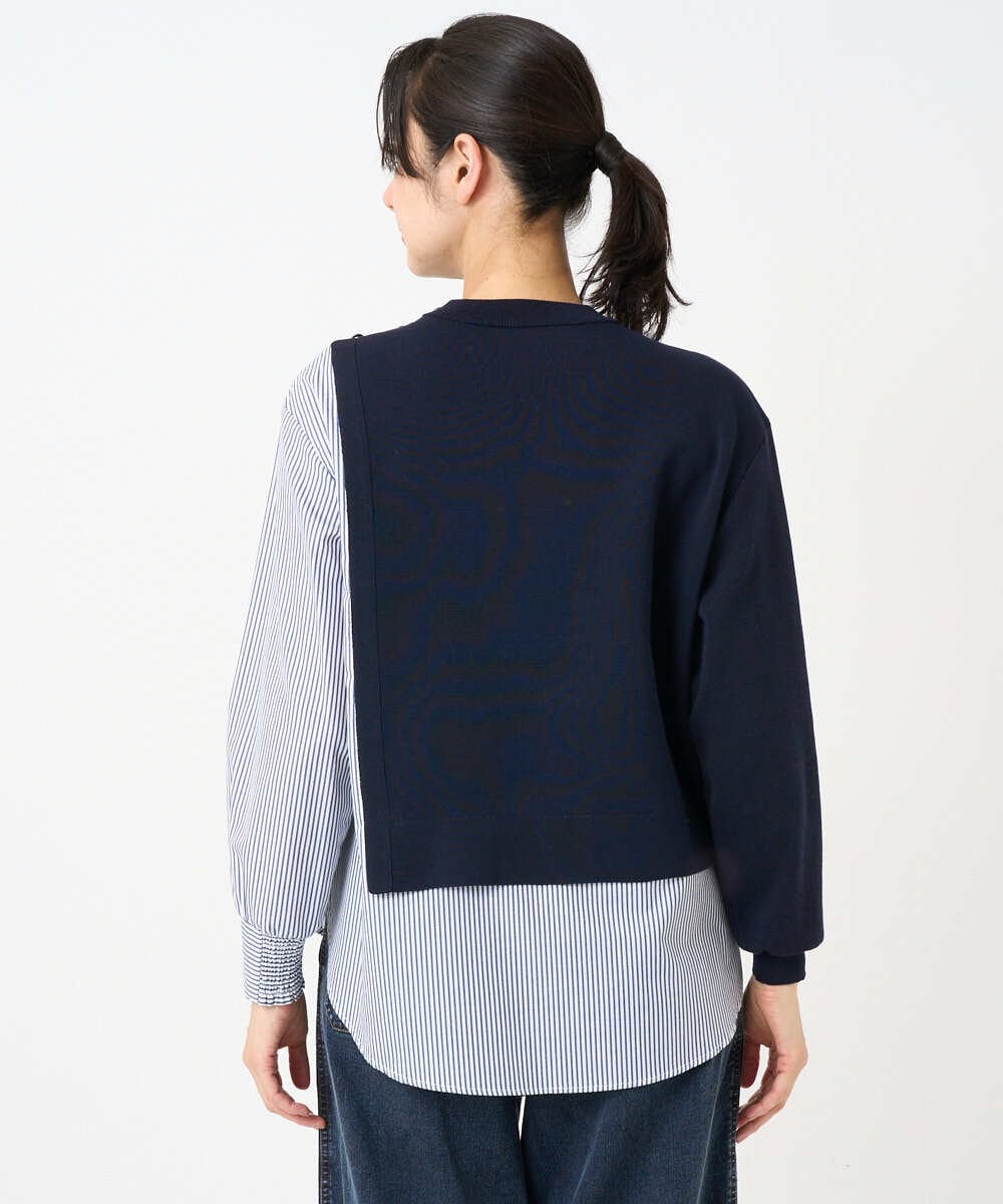 PZFEE10270 GEORGES RECH(ジョルジュ・レッシュ) ストライプコンビアシンメトリーニット ネイビー