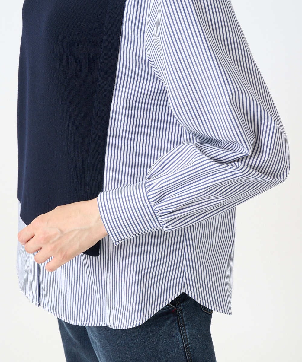 PZFEE10270 GEORGES RECH(ジョルジュ・レッシュ) ストライプコンビアシンメトリーニット ネイビー