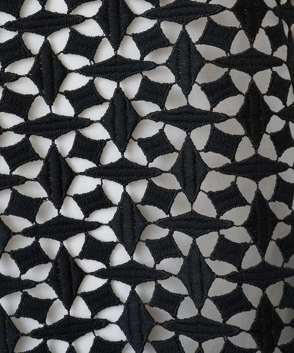 PZFEE23230 GEORGES RECH(ジョルジュ・レッシュ) 幾何レースショートニットベスト ブラック