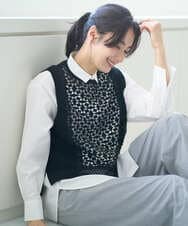 PZFEE23230 GEORGES RECH(ジョルジュ・レッシュ) 幾何レースショートニットベスト ブラック