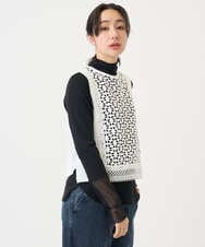 PZFEE23230 GEORGES RECH(ジョルジュ・レッシュ) 幾何レースショートニットベスト ブラック