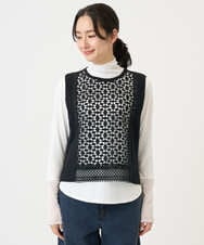 PZFEE23230 GEORGES RECH(ジョルジュ・レッシュ) 幾何レースショートニットベスト ブラック