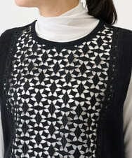 PZFEE23230 GEORGES RECH(ジョルジュ・レッシュ) 幾何レースショートニットベスト ブラック