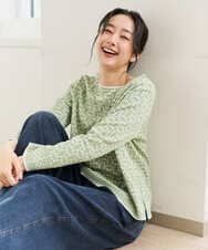 PZFEE26270 GEORGES RECH(ジョルジュ・レッシュ)  [日本製]レース柄ジャカードニットプルオーバー グリーン