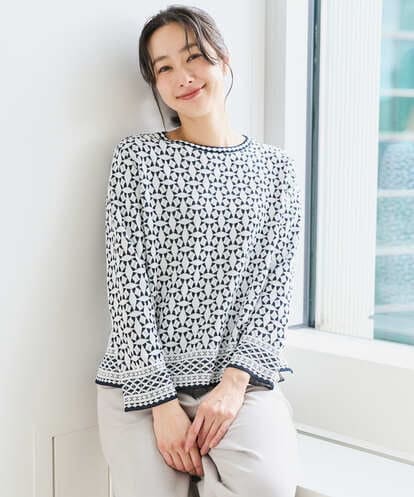 PZFEE26270 GEORGES RECH  [日本製]レース柄ジャカードニットプルオーバー