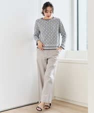 PZFEE26270 GEORGES RECH(ジョルジュ・レッシュ)  [日本製]レース柄ジャカードニットプルオーバー ネイビー