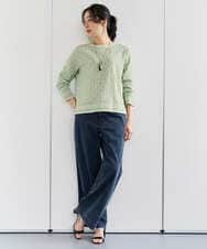 PZFEE26270 GEORGES RECH(ジョルジュ・レッシュ)  [日本製]レース柄ジャカードニットプルオーバー ネイビー