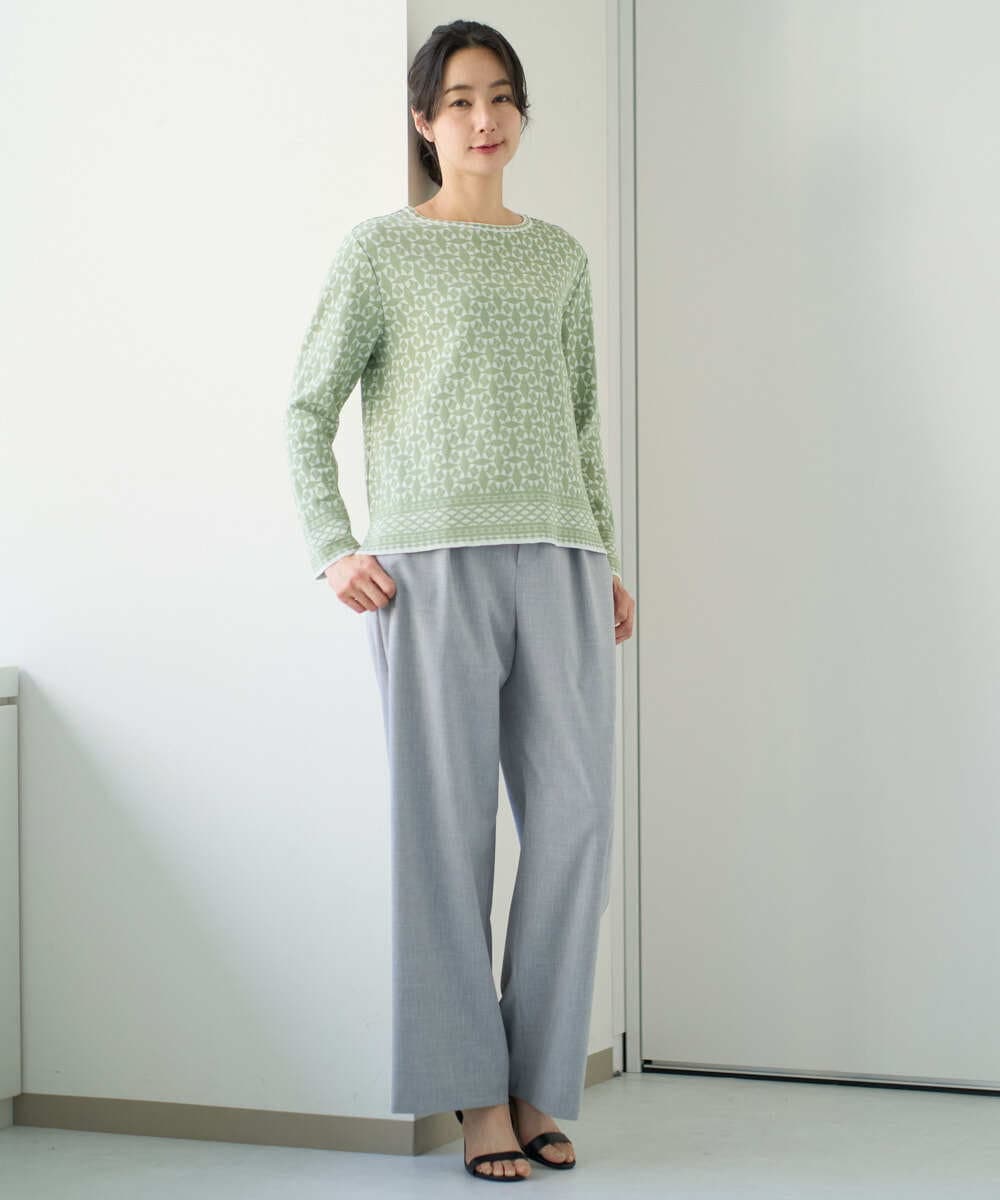 PZFEE26270 GEORGES RECH(ジョルジュ・レッシュ)  [日本製]レース柄ジャカードニットプルオーバー ネイビー