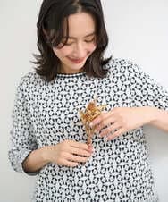 PZFEE26270 GEORGES RECH(ジョルジュ・レッシュ)  [日本製]レース柄ジャカードニットプルオーバー ネイビー