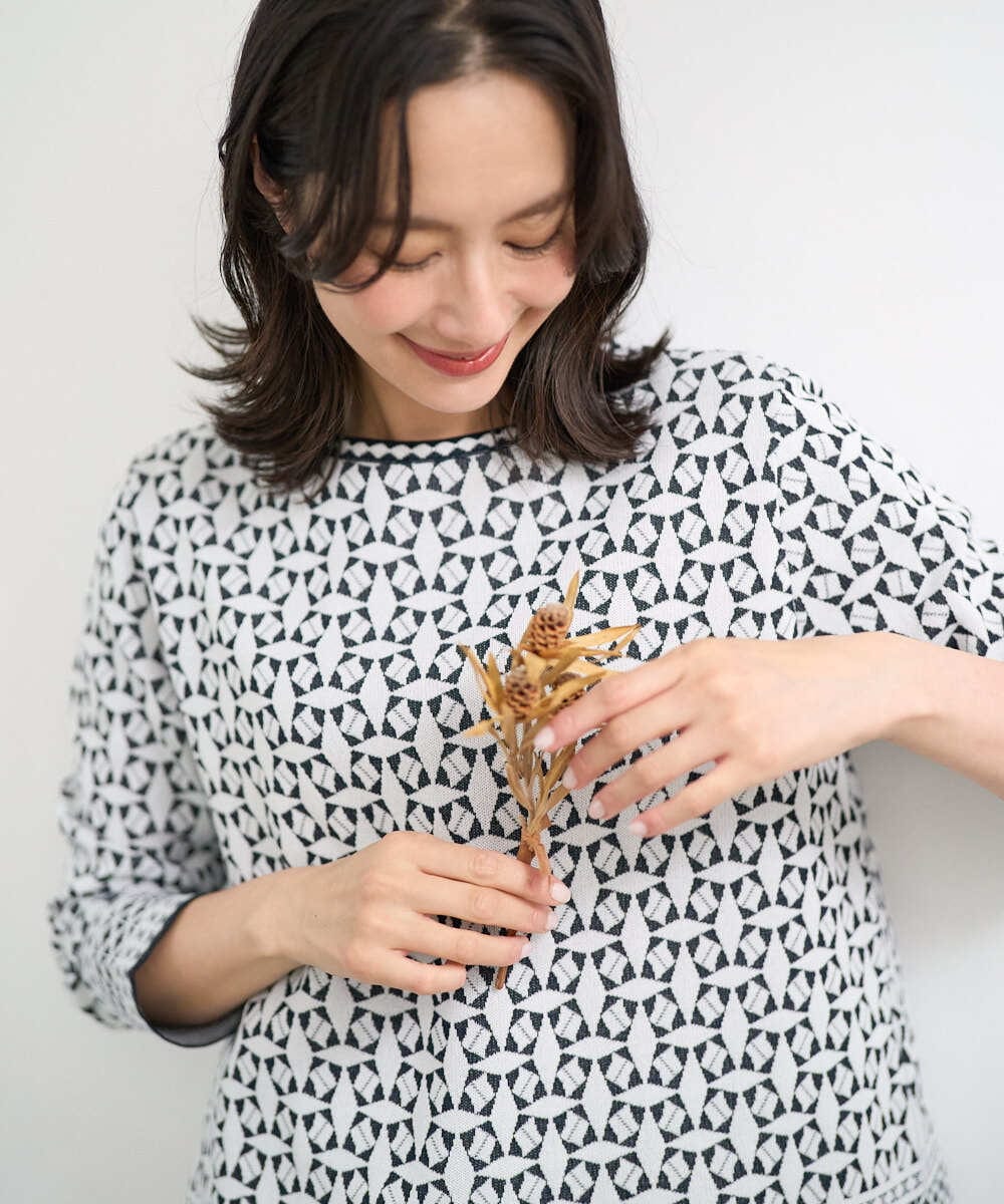 PZFEE26270 GEORGES RECH  [日本製]レース柄ジャカードニットプルオーバー