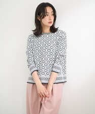 PZFEE26270 GEORGES RECH(ジョルジュ・レッシュ)  [日本製]レース柄ジャカードニットプルオーバー ネイビー