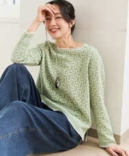 PZFEE26270 GEORGES RECH(ジョルジュ・レッシュ)  [日本製]レース柄ジャカードニットプルオーバー ネイビー