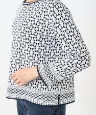 PZFEE26270 GEORGES RECH(ジョルジュ・レッシュ)  [日本製]レース柄ジャカードニットプルオーバー ネイビー