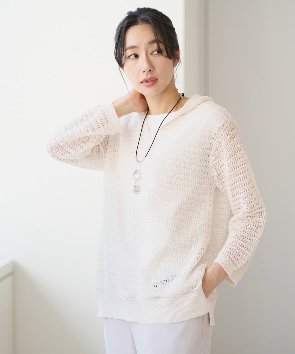 PZFEE48250 GEORGES RECH(ジョルジュ・レッシュ) シアーギマニットパーカー ホワイト