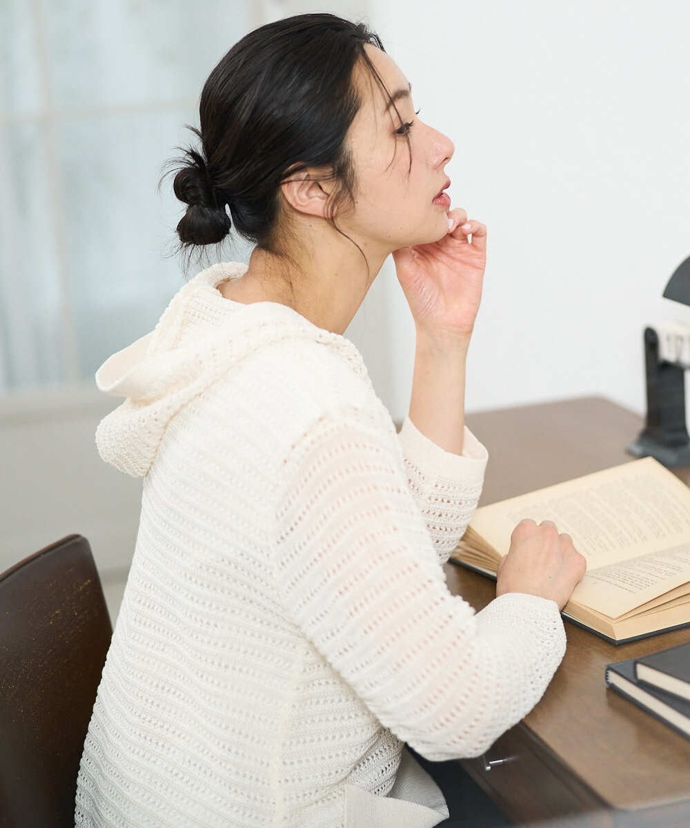 PZFEE48250 GEORGES RECH(ジョルジュ・レッシュ) シアーギマニットパーカー ホワイト