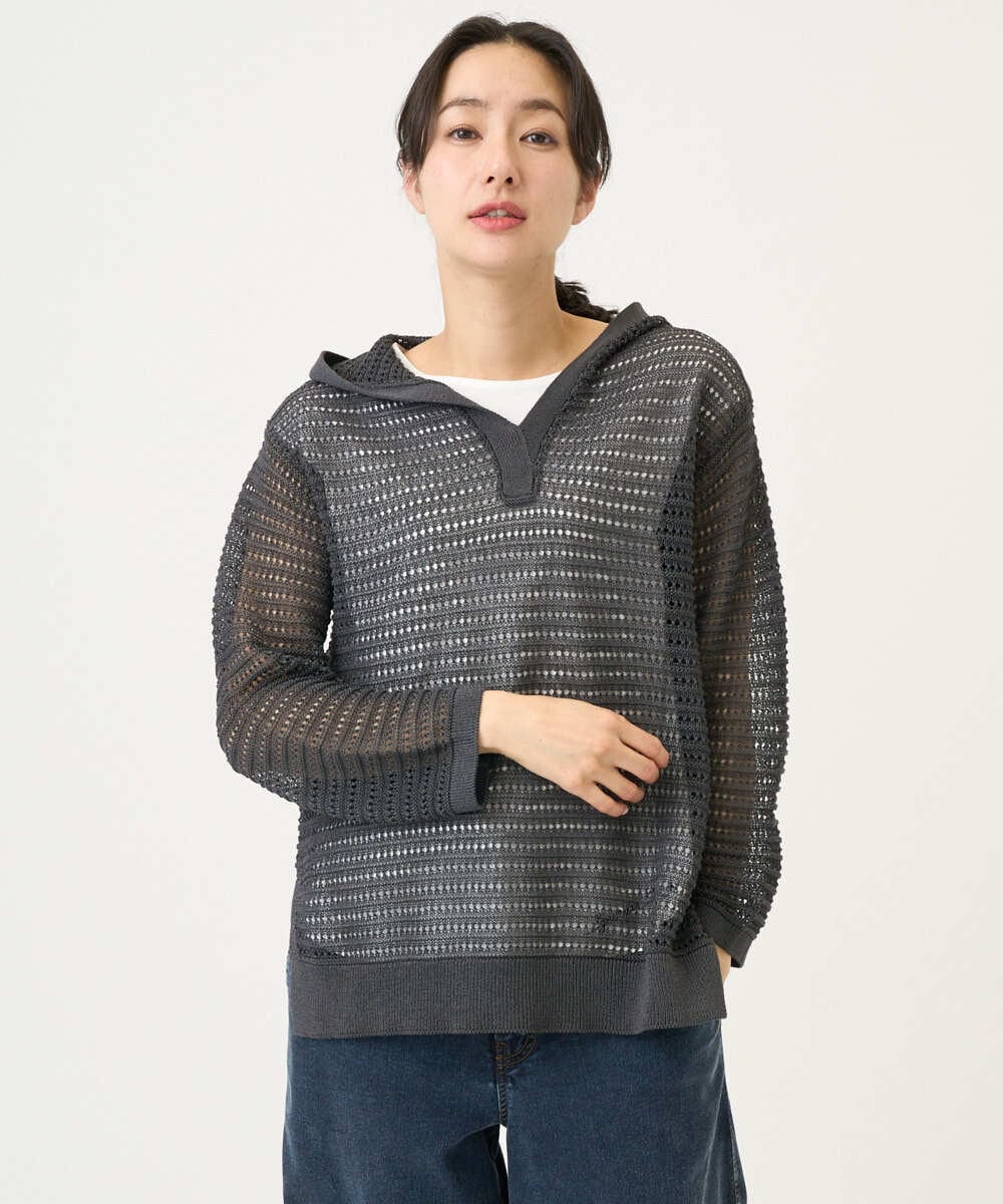 PZFEE48250 GEORGES RECH(ジョルジュ・レッシュ) シアーギマニットパーカー ダークグレー