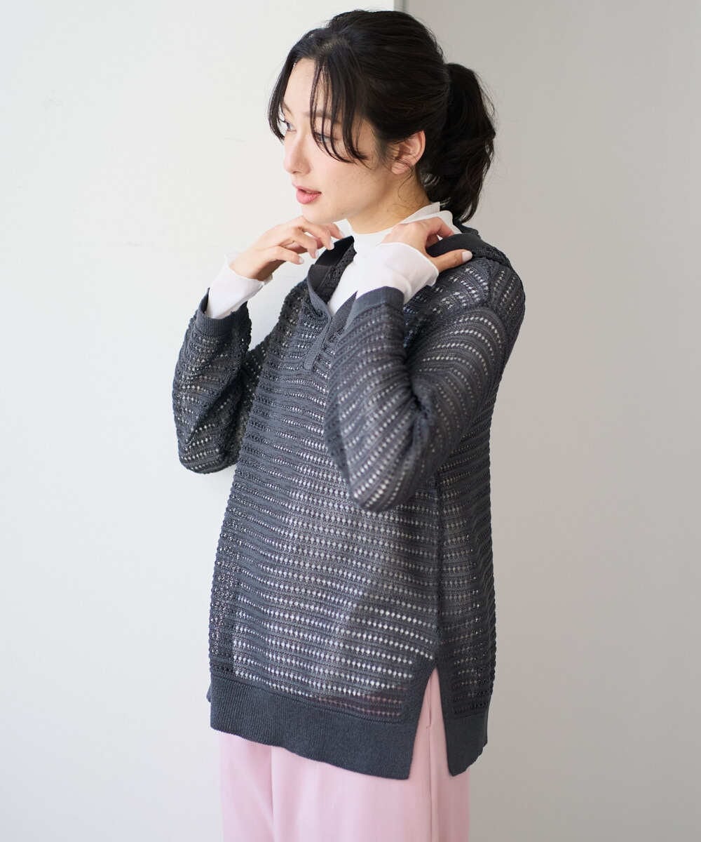 PZFEE48250 GEORGES RECH(ジョルジュ・レッシュ) シアーギマニットパーカー ダークグレー