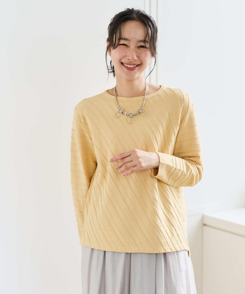 PZFEF15230 GEORGES RECH(ジョルジュ・レッシュ) ケーブル柄ニットプルオーバー イエロー