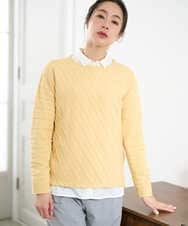 PZFEF15230 GEORGES RECH(ジョルジュ・レッシュ) ケーブル柄ニットプルオーバー イエロー