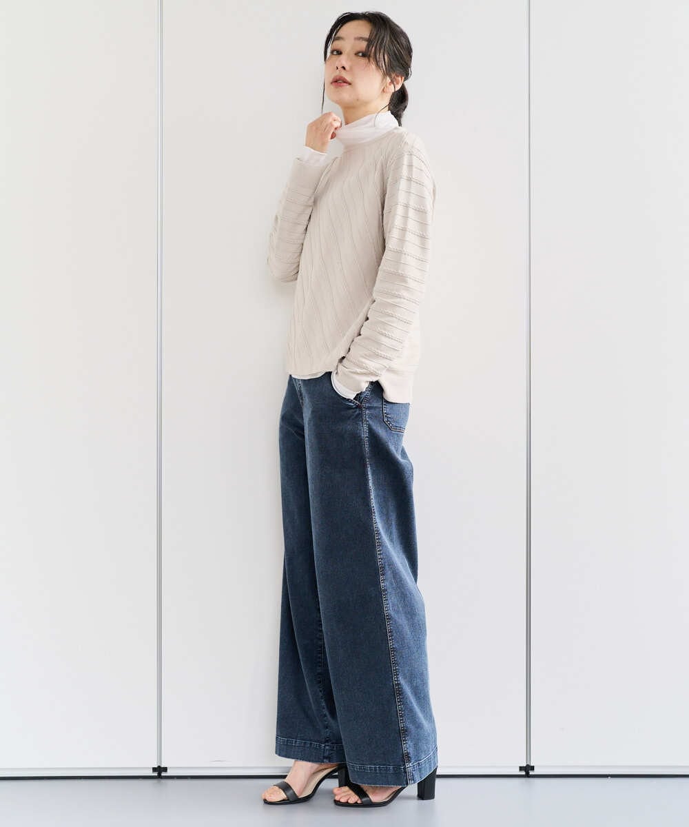 PZFEF15230 GEORGES RECH(ジョルジュ・レッシュ) ケーブル柄ニットプルオーバー ライトグレー