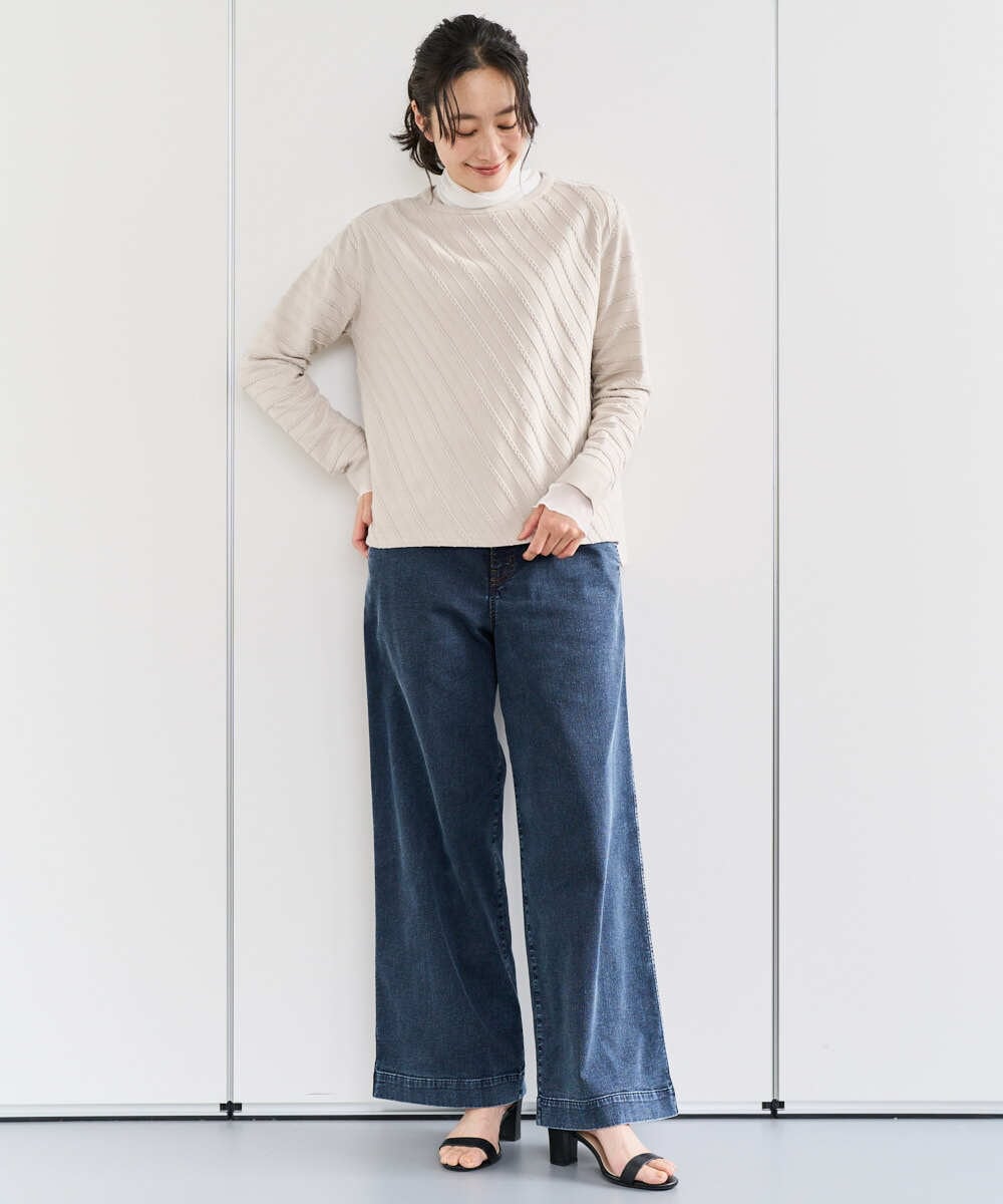 PZFEF15230 GEORGES RECH(ジョルジュ・レッシュ) ケーブル柄ニットプルオーバー ライトグレー