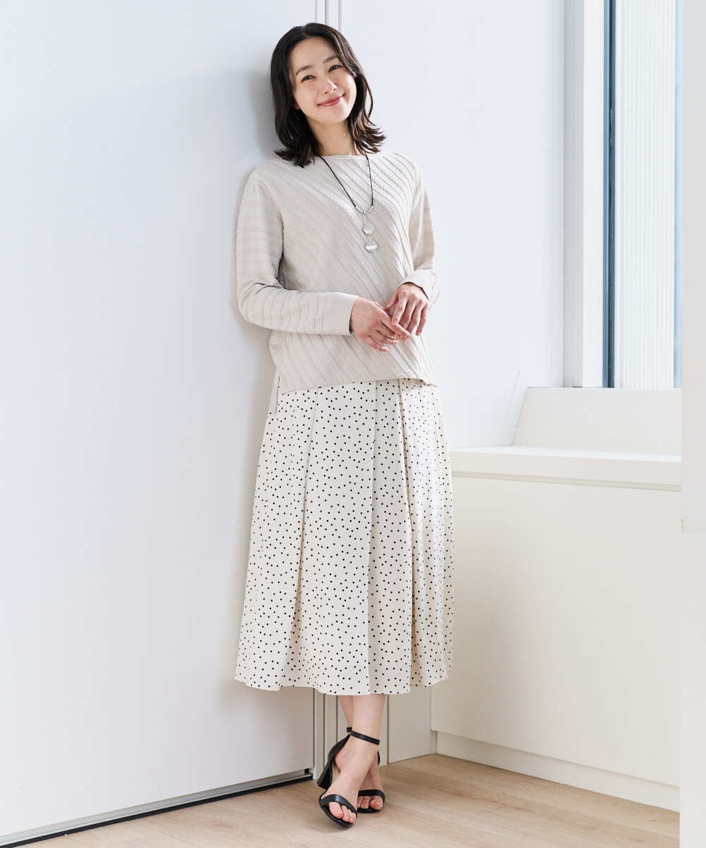 PZFEF15230 GEORGES RECH(ジョルジュ・レッシュ) ケーブル柄ニットプルオーバー ライトグレー