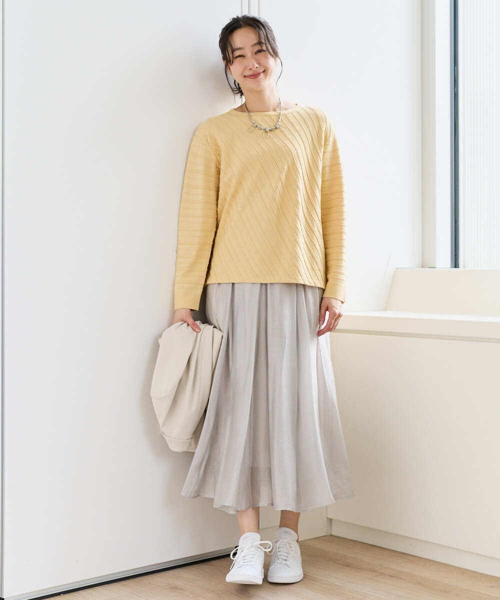 PZFEF15230 GEORGES RECH(ジョルジュ・レッシュ) ケーブル柄ニットプルオーバー ライトグレー