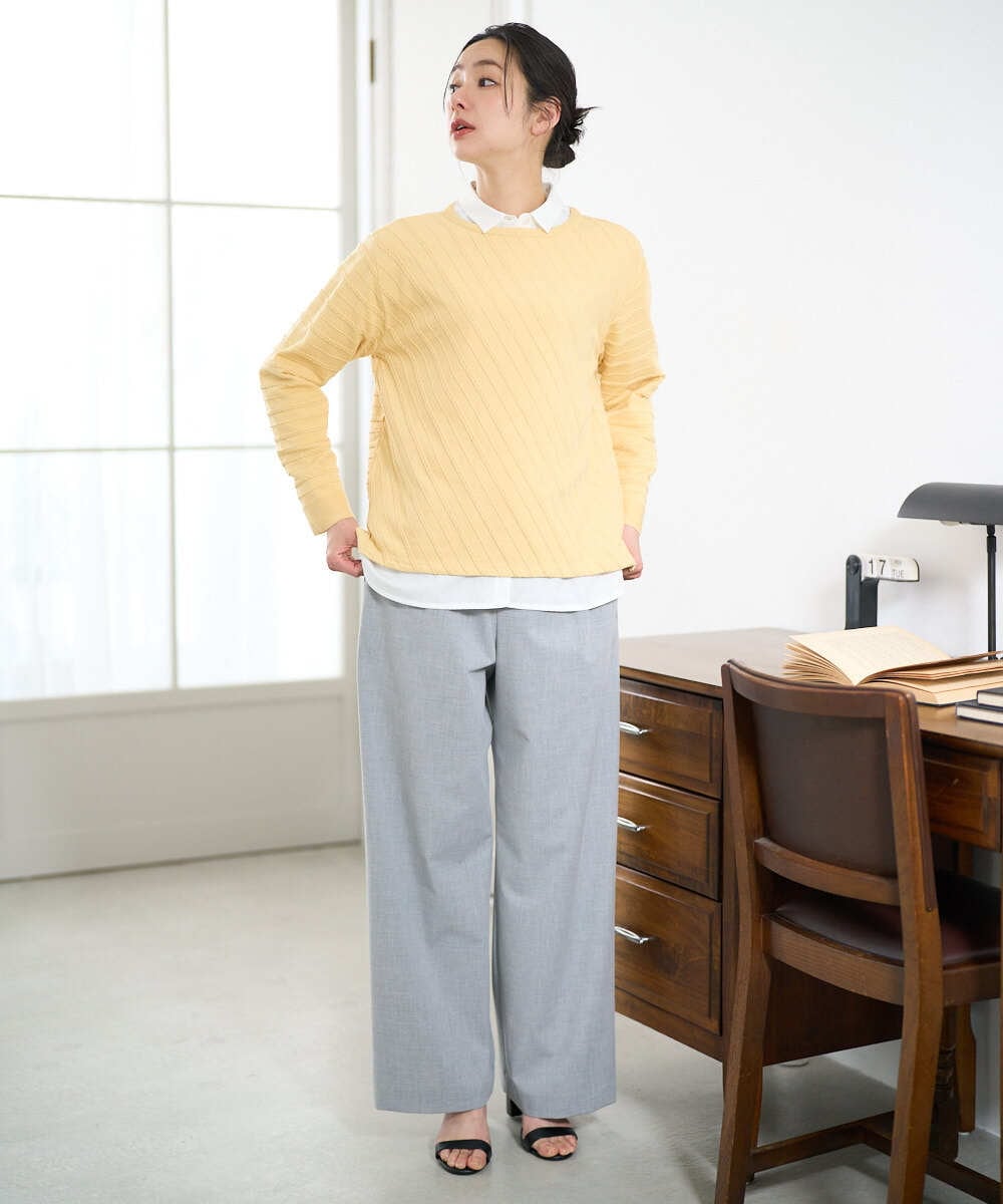 PZFEF15230 GEORGES RECH(ジョルジュ・レッシュ) ケーブル柄ニットプルオーバー ライトグレー