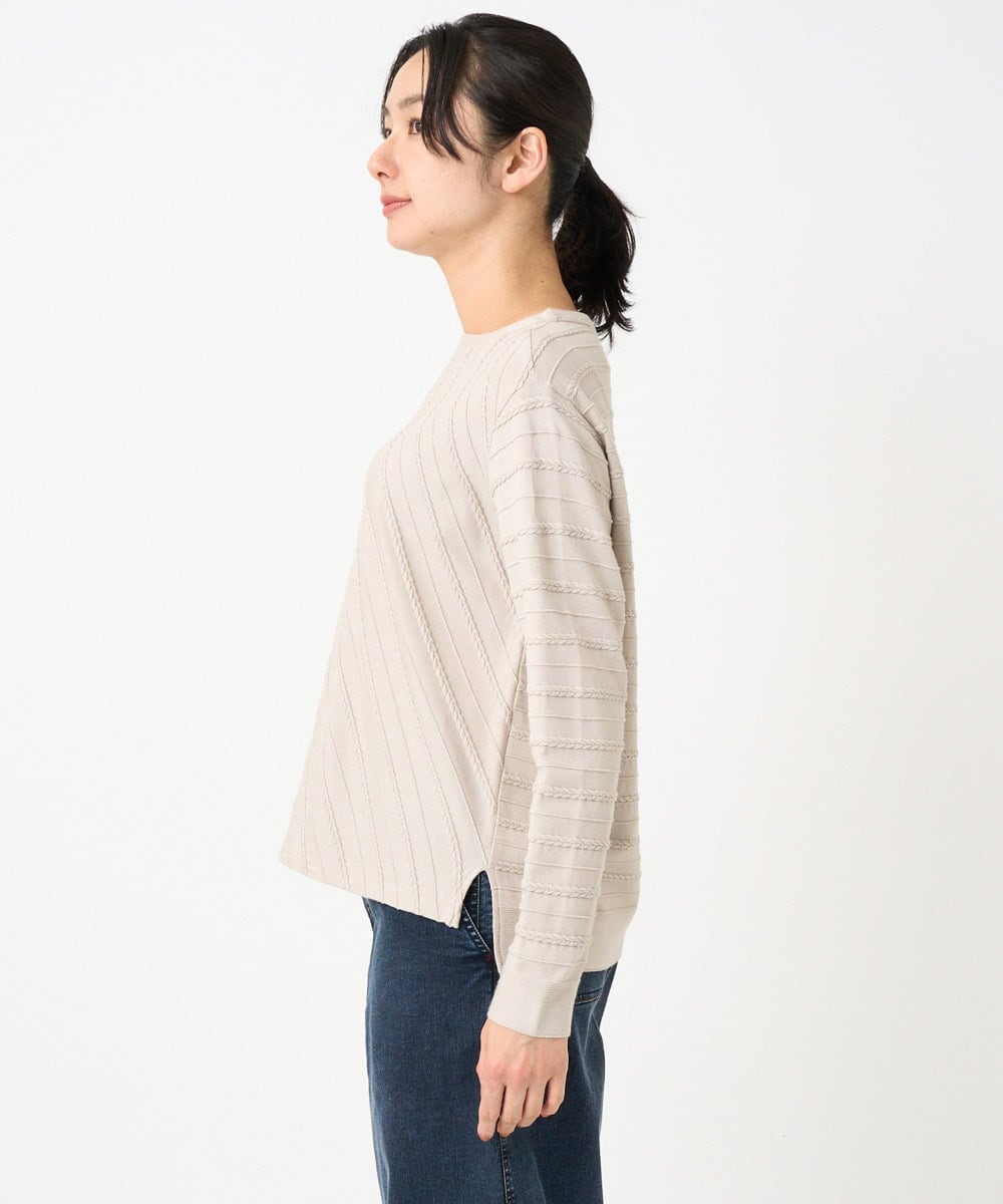 PZFEF15230 GEORGES RECH(ジョルジュ・レッシュ) ケーブル柄ニットプルオーバー ライトグレー