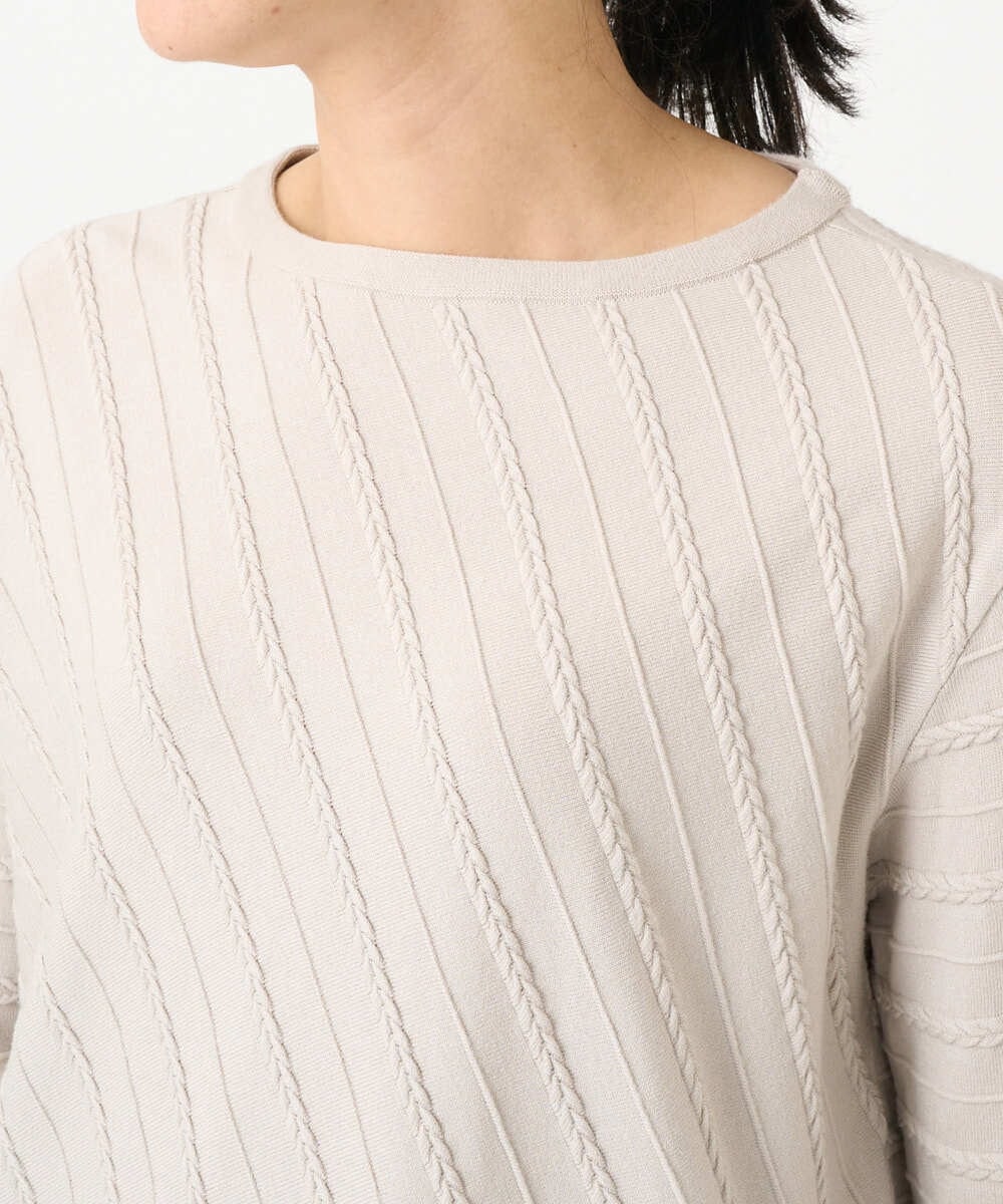 PZFEF15230 GEORGES RECH(ジョルジュ・レッシュ) ケーブル柄ニットプルオーバー ライトグレー