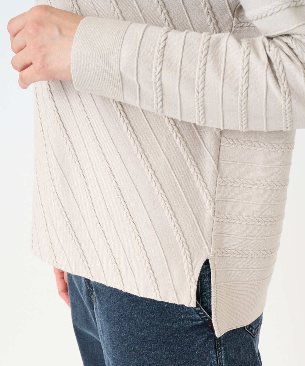 PZFEF15230 GEORGES RECH(ジョルジュ・レッシュ) ケーブル柄ニットプルオーバー ライトグレー