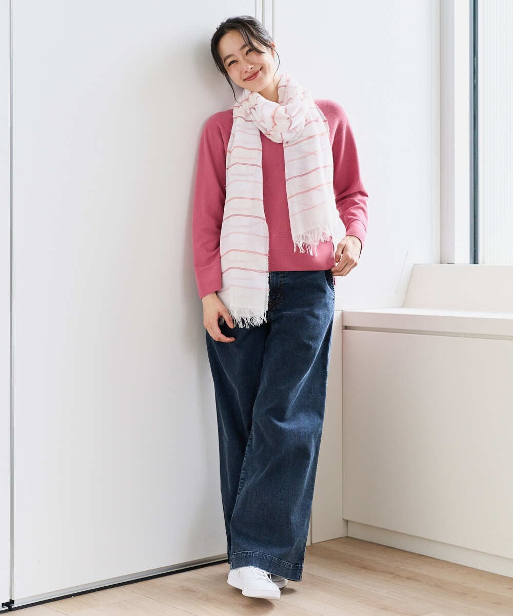 PZFEF30250 GEORGES RECH(ジョルジュ・レッシュ) 切り替えニット9分袖プルオーバー ピンク