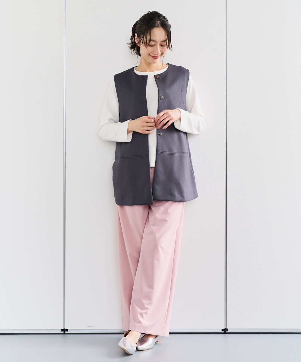 PZFEF30250 GEORGES RECH(ジョルジュ・レッシュ) 切り替えニット9分袖プルオーバー ピンク