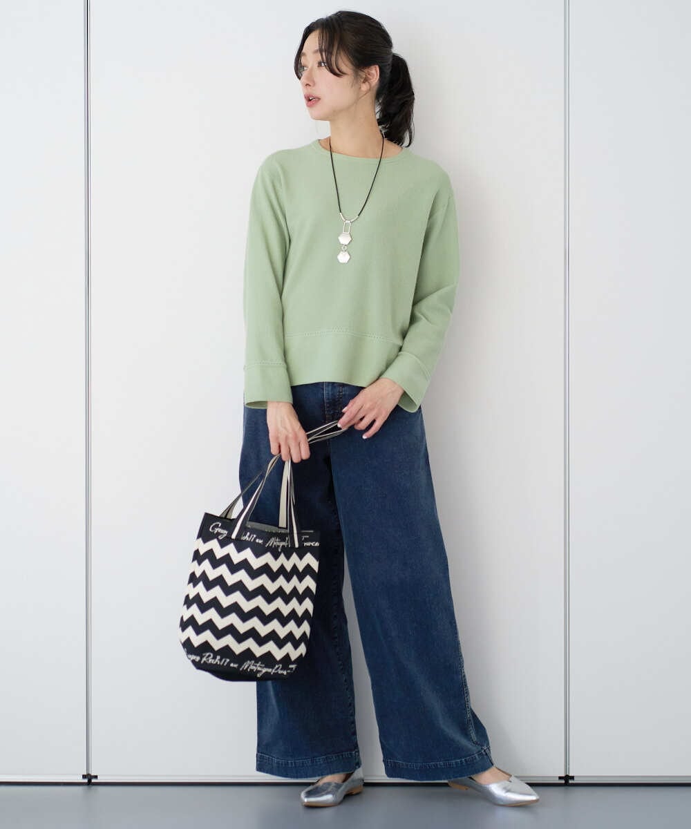 PZFEF30250 GEORGES RECH(ジョルジュ・レッシュ) 切り替えニット9分袖プルオーバー ピンク