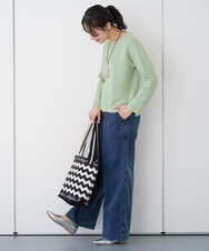 PZFEF30250 GEORGES RECH(ジョルジュ・レッシュ) 切り替えニット9分袖プルオーバー ピンク