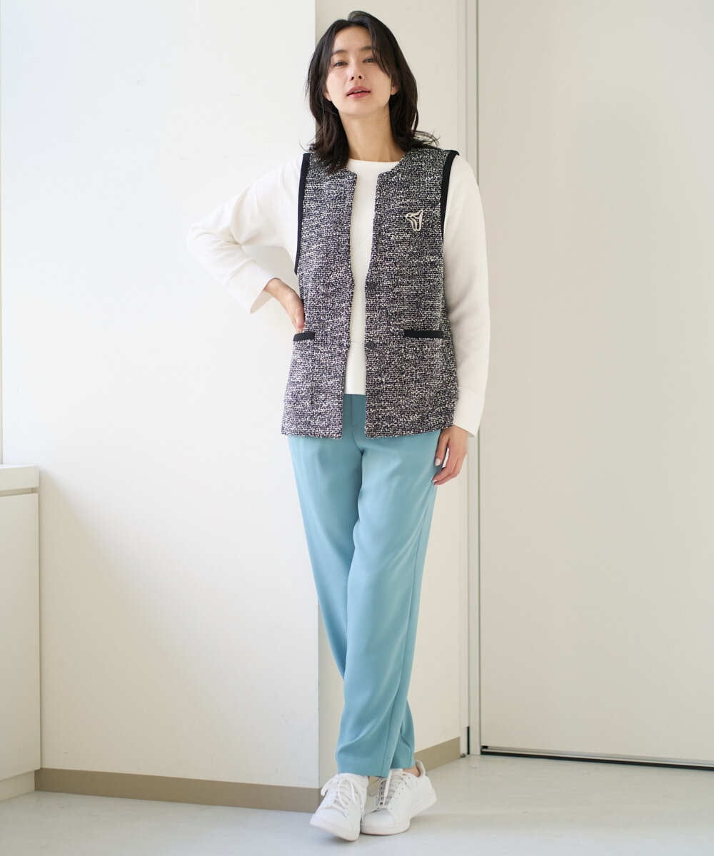 PZFEF30250 GEORGES RECH(ジョルジュ・レッシュ) 切り替えニット9分袖プルオーバー ピンク