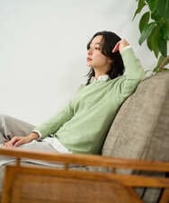 PZFEF30250 GEORGES RECH(ジョルジュ・レッシュ) 切り替えニット9分袖プルオーバー ピンク