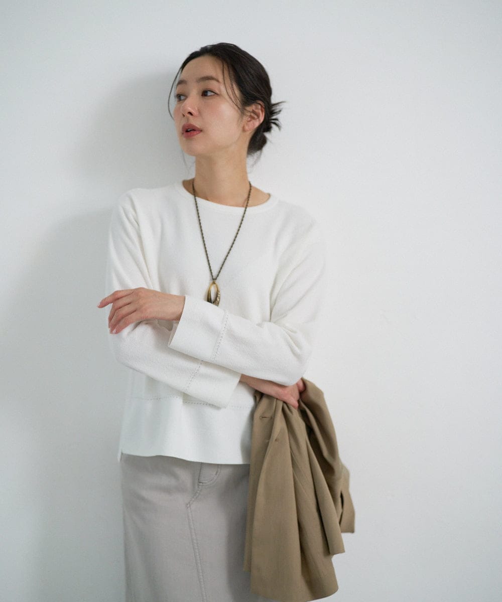 PZFEF30250 GEORGES RECH(ジョルジュ・レッシュ) 切り替えニット9分袖プルオーバー ピンク