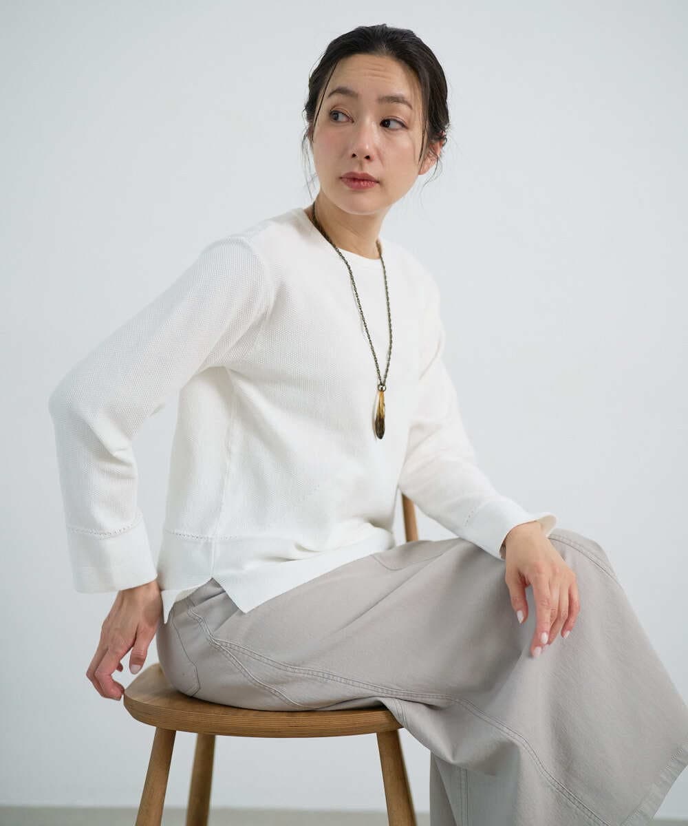 PZFEF30250 GEORGES RECH(ジョルジュ・レッシュ) 切り替えニット9分袖プルオーバー ピンク