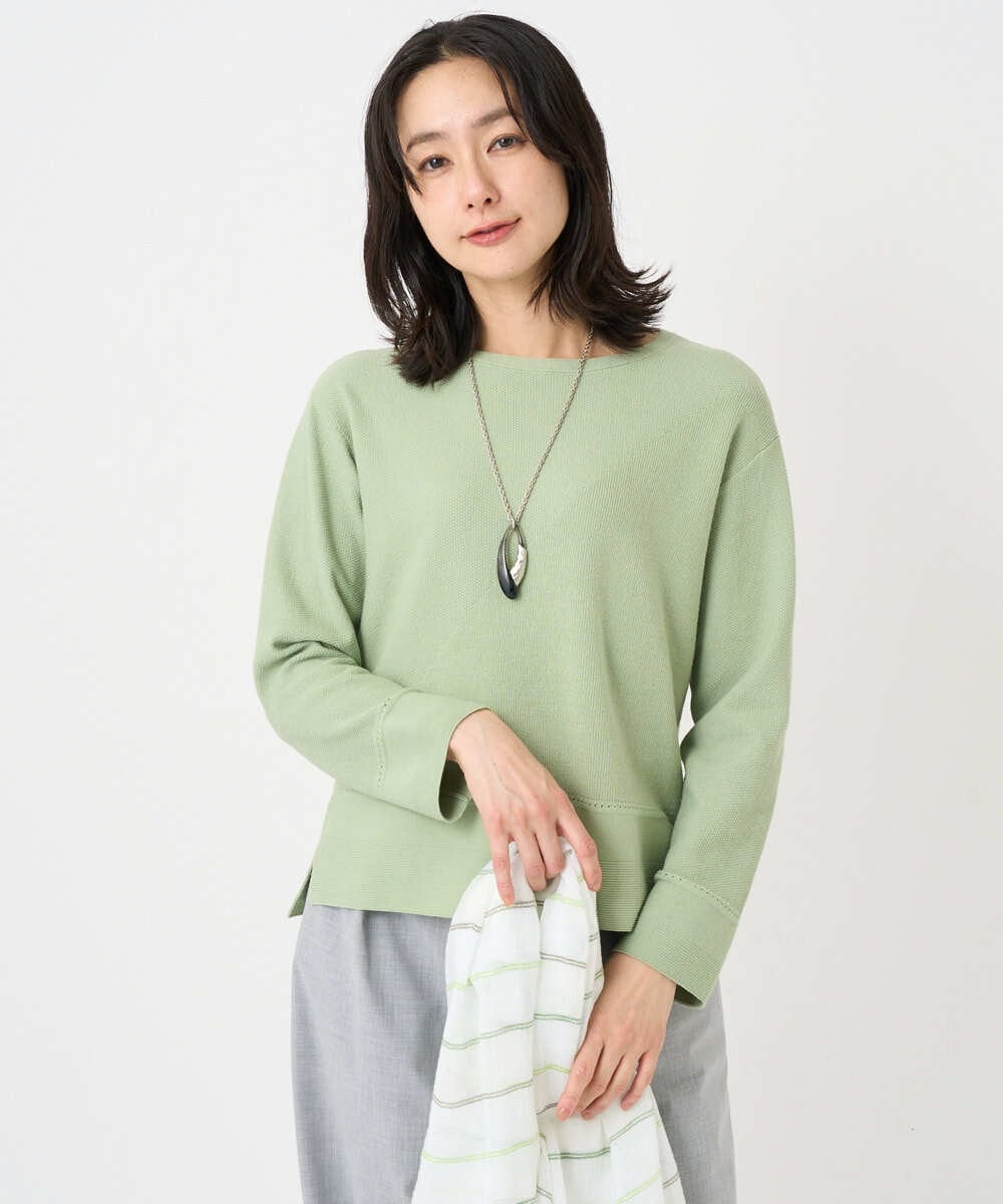 PZFEF30250 GEORGES RECH(ジョルジュ・レッシュ) 切り替えニット9分袖プルオーバー ピンク