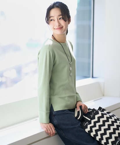 PZFEF30250 GEORGES RECH 切り替えニット9分袖プルオーバー