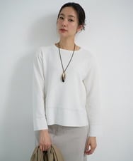 PZFEF30250 GEORGES RECH(ジョルジュ・レッシュ) 切り替えニット9分袖プルオーバー ホワイト