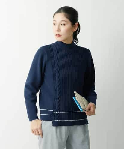 PZFES23230  アシメ柄ハイネックニット