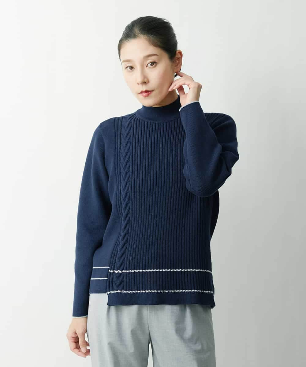 PZFES23230 GEORGES RECH(ジョルジュ・レッシュ) アシメ柄ハイネックニット ホワイト