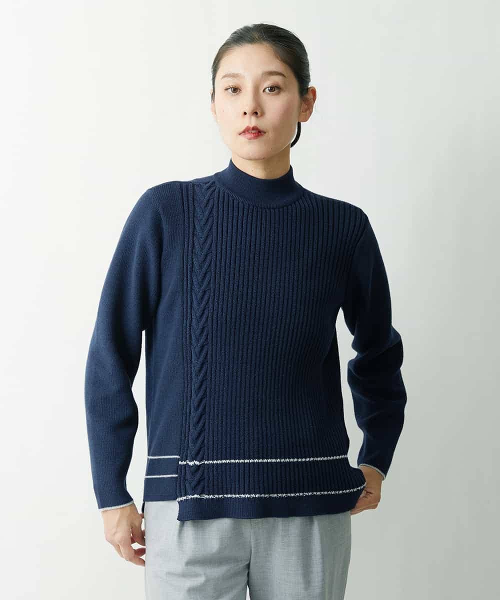 PZFES23230 GEORGES RECH(ジョルジュ・レッシュ) アシメ柄ハイネックニット ホワイト