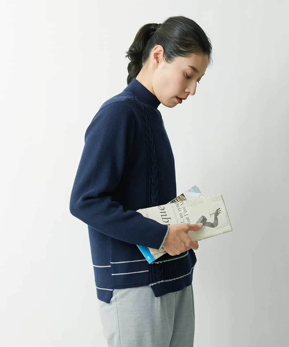 PZFES23230 GEORGES RECH(ジョルジュ・レッシュ) アシメ柄ハイネックニット ホワイト